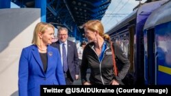 Глава Агентства по международному развитию (USAID) Саманта Пауэр в Киеве. 17 июля 2023 г. 