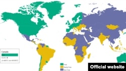 Карта свободы прессы 2016 года, изданная организацией Freedom House