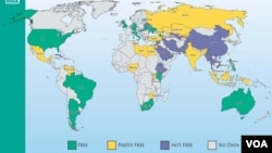 Карта из доклада правозащитной организации Freedom House «Глобальная оценка Интернета и цифровых медиа»