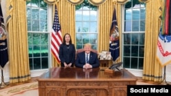 Bà Nguyễn Ngọc Như Quỳnh và Tổng thống Donald Trump tại Nhà Trắng, ngày 7/11/2019. Courtesy photo.